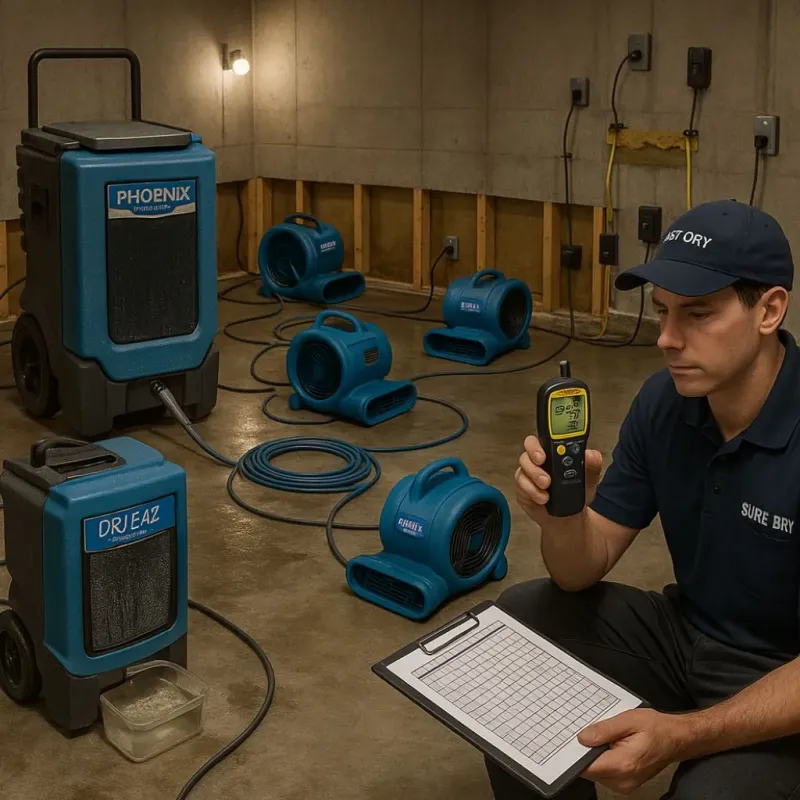 Structural Drying and Dehumidification process in Monahans, TX